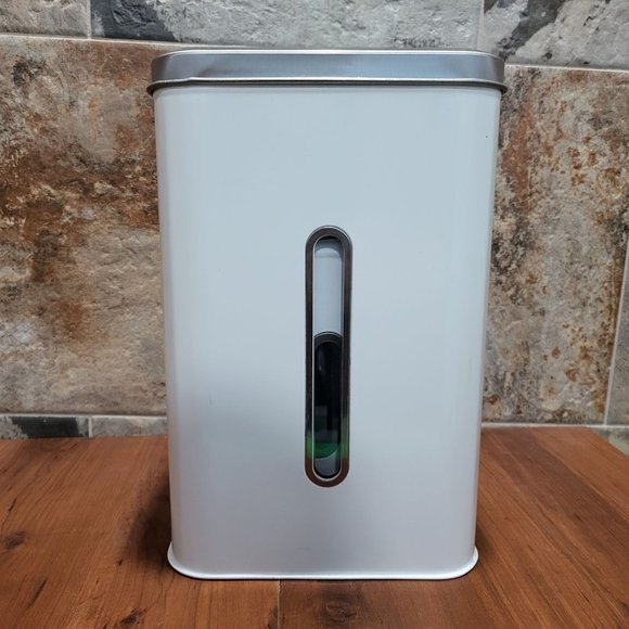 Nesting Square White & Silver Tin Cans Set of 3 - Picture 2 of 15